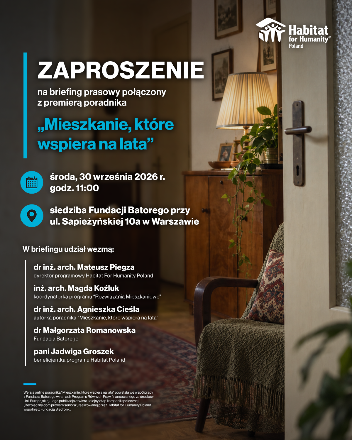 Briefing prasowy połączony z premierą bezpłatnego poradnika "Mieszkanie, które wspiera na lata", skierowanego do seniorów, ich bliskich oraz opiekunów.