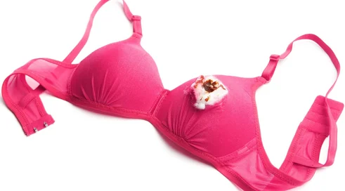 Broken pink bra for breast cancer concept