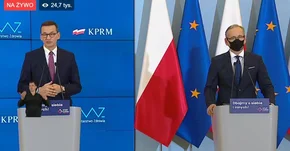 Konferencja prasowa premiera Mateusza Morawieckiego i ministra zdrowia Adama Niedzielskiego