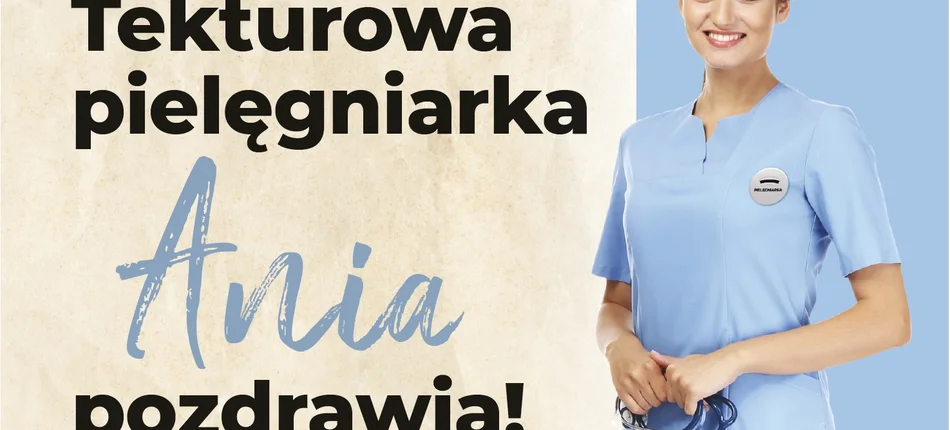 Prime Minister Donald Tusk gets greeting from cardboard nurse - Header image